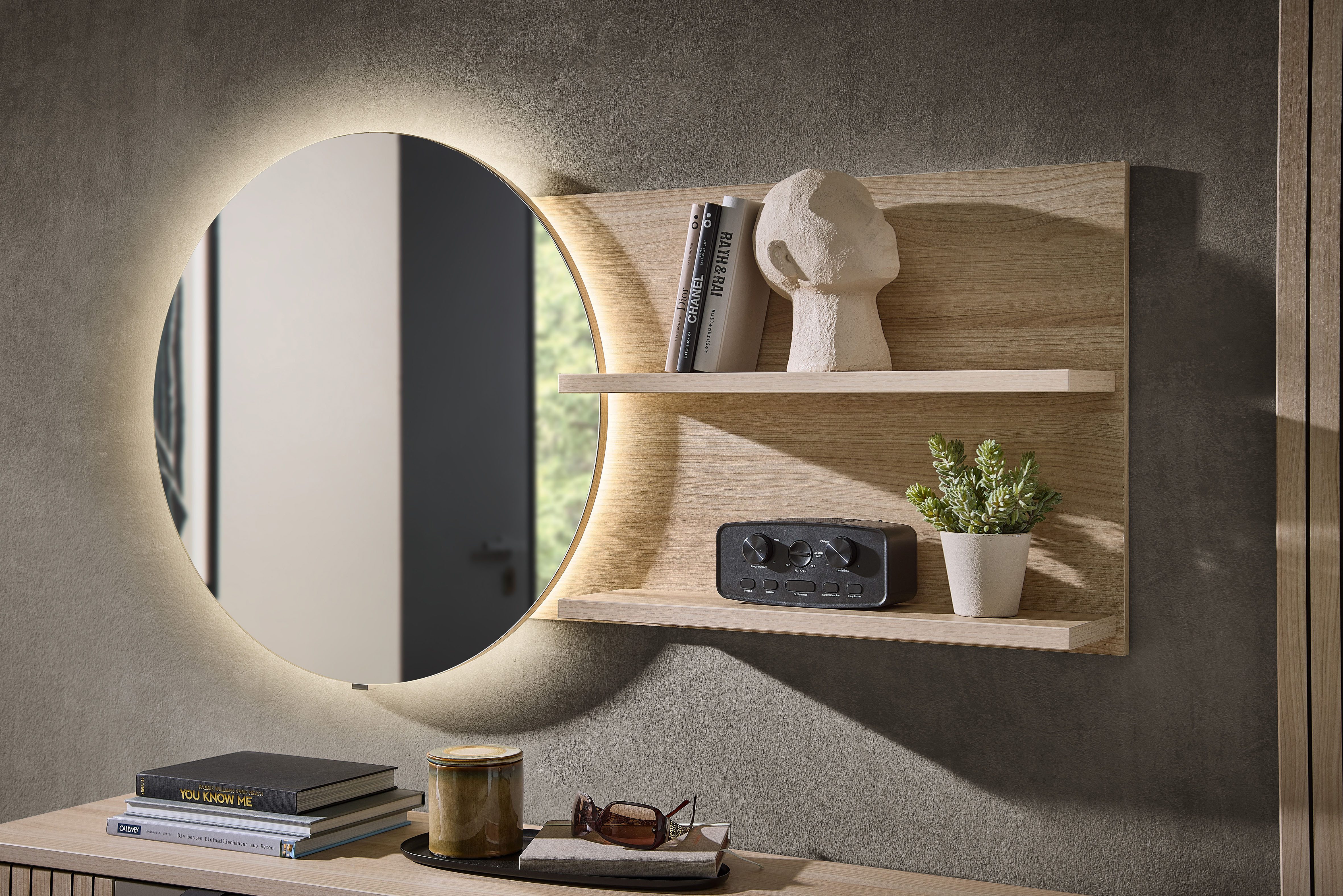 Innostyle Spiegel Pisa Spiegel (Packung, 1-St), LED-Beleuchtung, große Fläche, 2 Fachböden