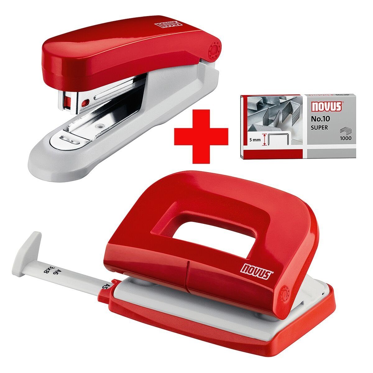 NOVUS Lochstanzer Evolution Twin Set fresh, Locher-Tacker-Büroset inkl. Heftklammern