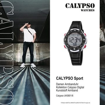 CALYPSO WATCHES Digitaluhr Calypso Unisex Uhr Digital Sport K5801/6, Damen, Herrenuhr rund, mittel (ca. 35mm) Kunststoffarmband, SportStyle