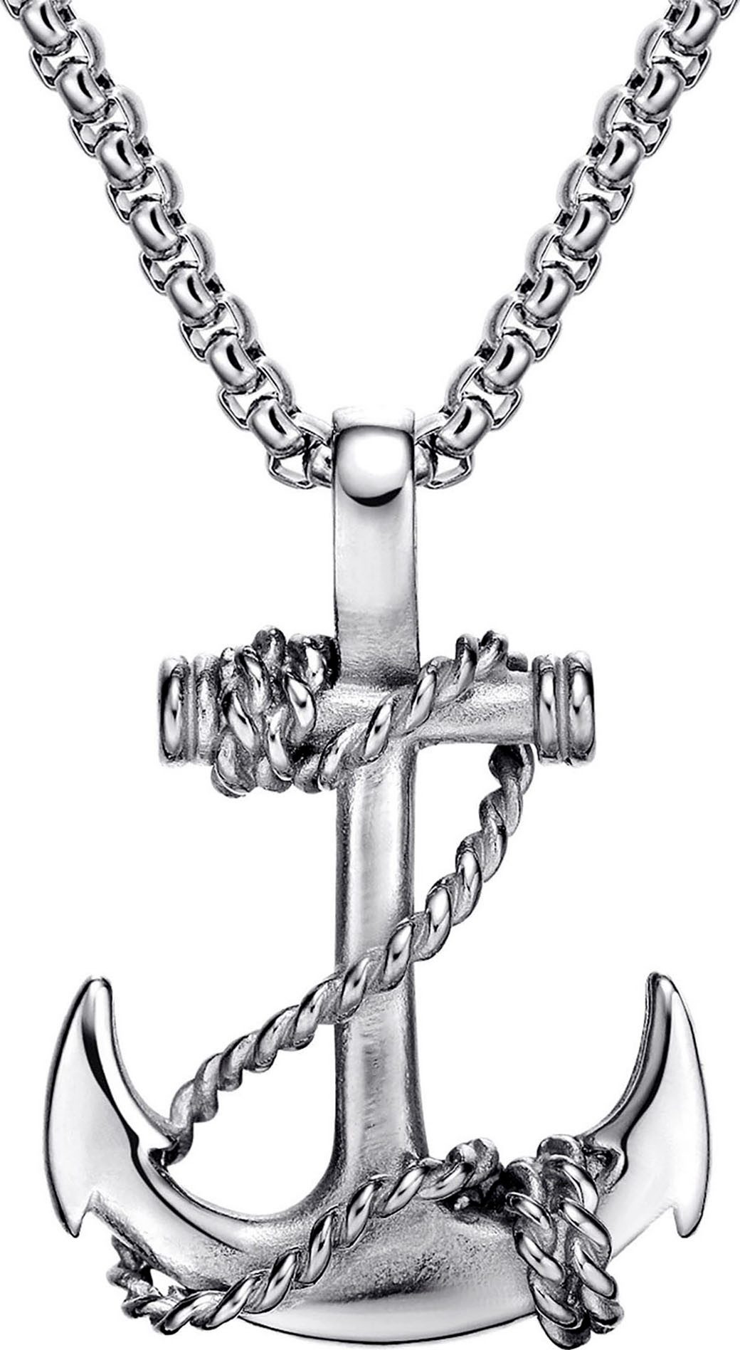 Kette mit Anhänger Schmuck Geschenk Edelstahl Halsschmuck Halskette Venezianerkette Anker