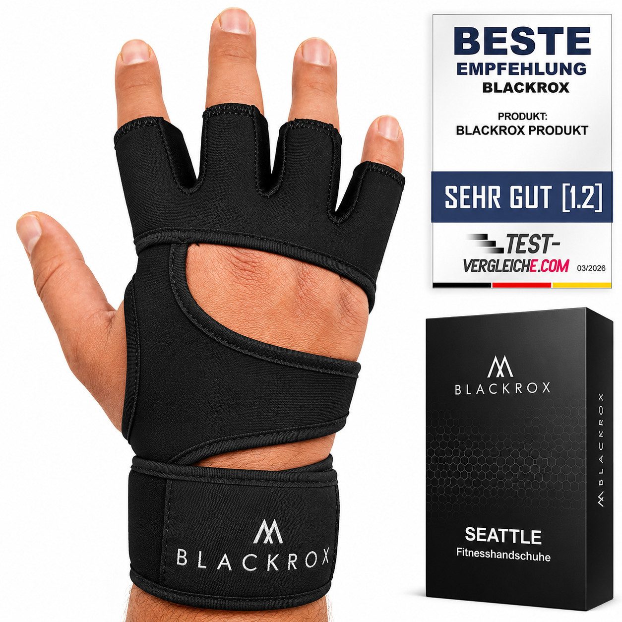 BLACKROX Trainingshandschuhe [Vergleichssieger 2026] Fitnesshandschuhe, Gr. M-XL, Damen & Herren