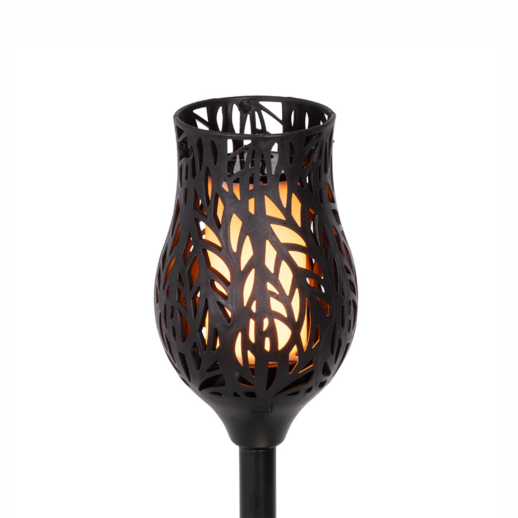 Lumineo LED Solarleuchte, Dauerlicht, klassisch warm, Solar LED Beleuchtung Fackel 42cm Kunststoff Flammenlicht 4er Set