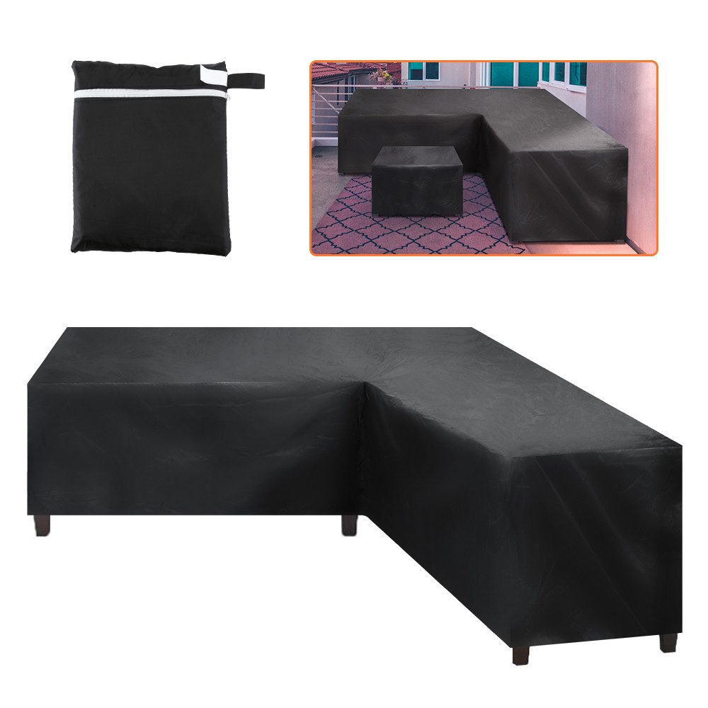 BlingBin Gartenmöbel-Schutzhülle L-Form Abdeckung Gartenmöbel, Wasserdicht Winddicht Ecksofa Abdeckung (1er Set, 1-St., Abmessungen: 270 × 270 × 90 cm), 420D Oxford Gewebe Schutzhülle mit Aufbewahrungstasche für Terrasse