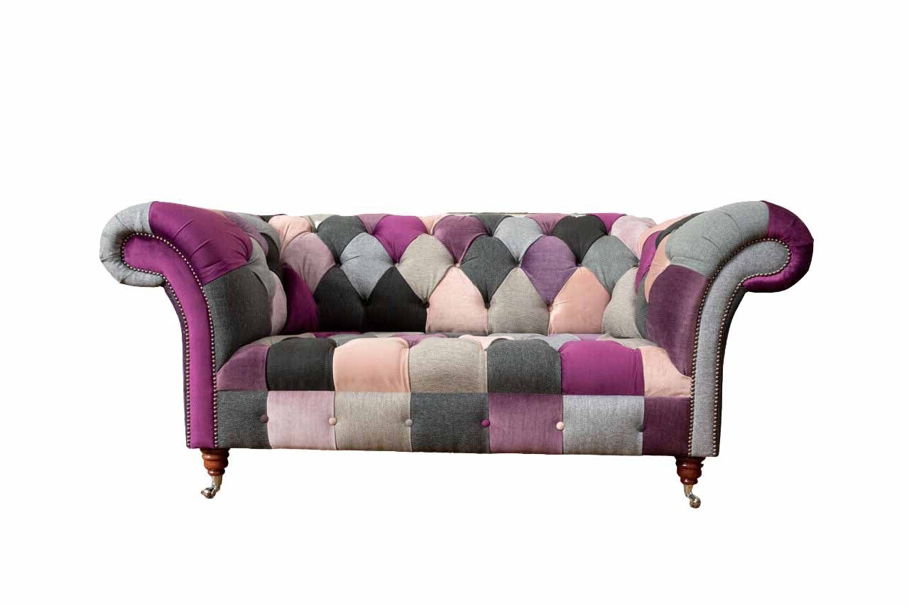 JVmoebel Chesterfield-Sofa, Sofa Chesterfield Wohnzimmer Textil Klassisch Design Zweisitzer