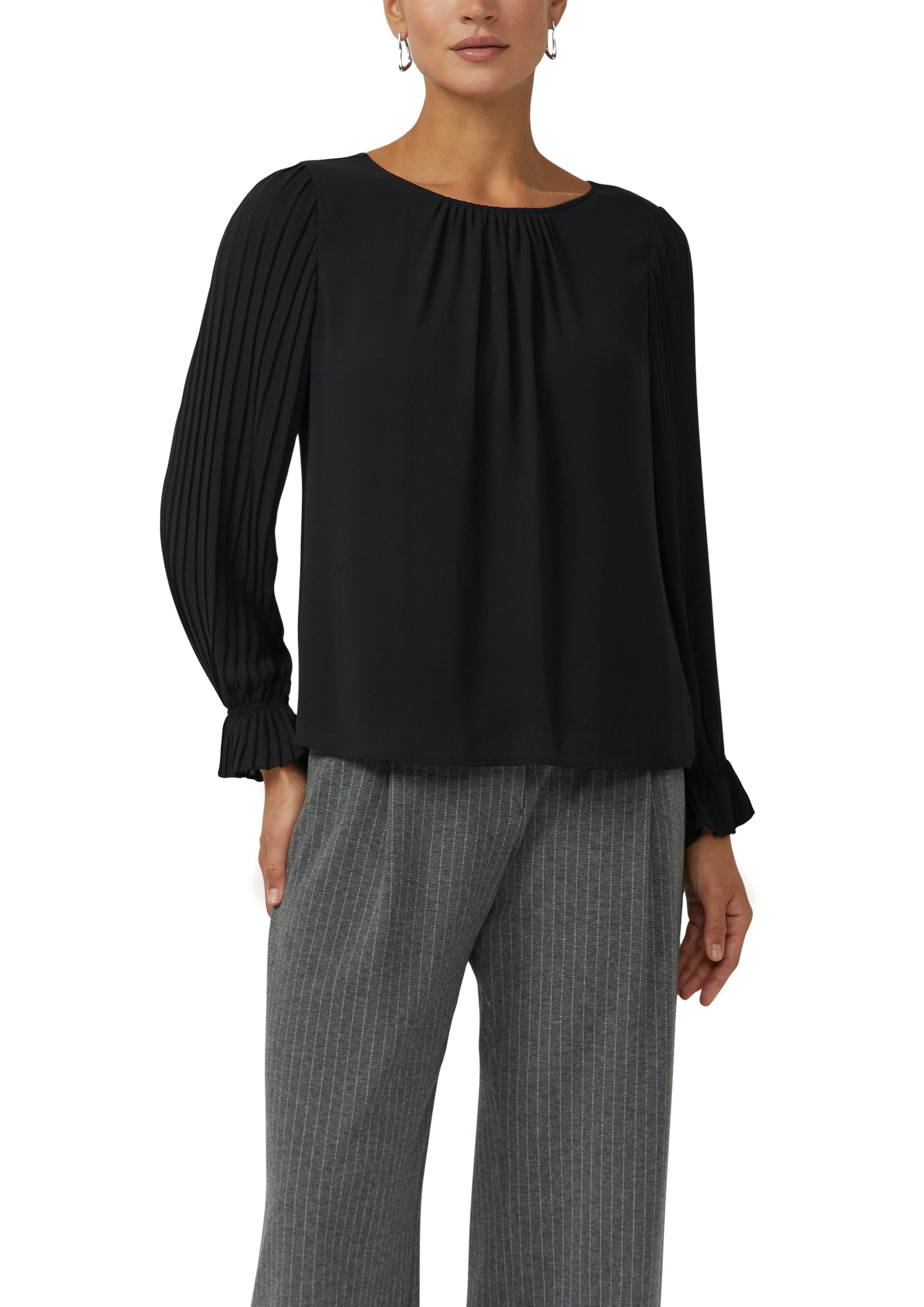 s.Oliver BLACK LABEL Langarmbluse mit gerafften Armen günstig online kaufen