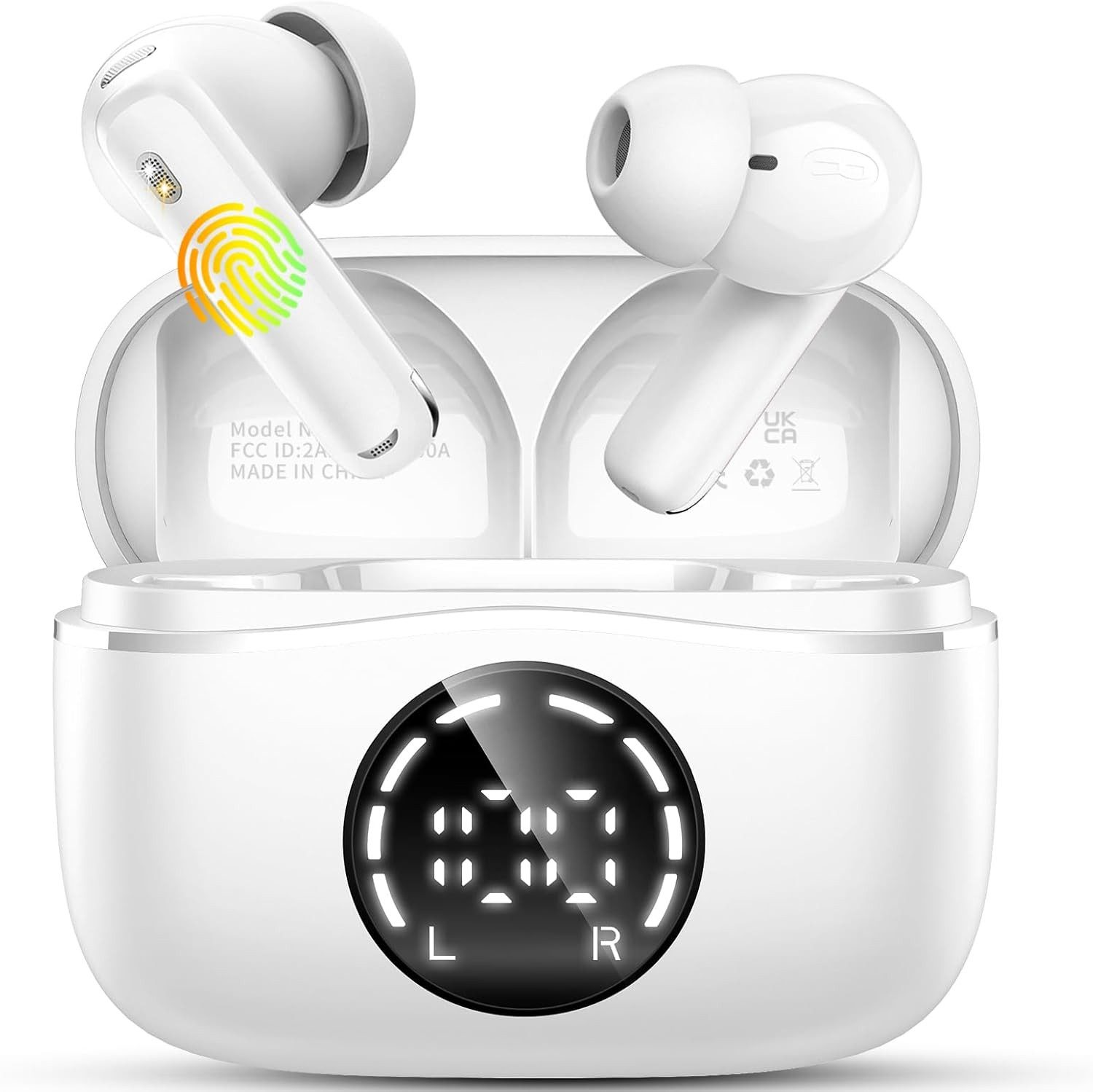 Nerunsa Bluetooth 5.4 In Ear Kopfhörer mit ENC & 50h Akku In-Ear-Kopfhörer (Bis zu 50 Stunden Spielzeit mit LED Akkuanzeige und USB-C Schnellladung für unterwegs verfügbar., Kabellose Ohrhörer HiFi Stereo, LED Display, wasserdicht IP7)