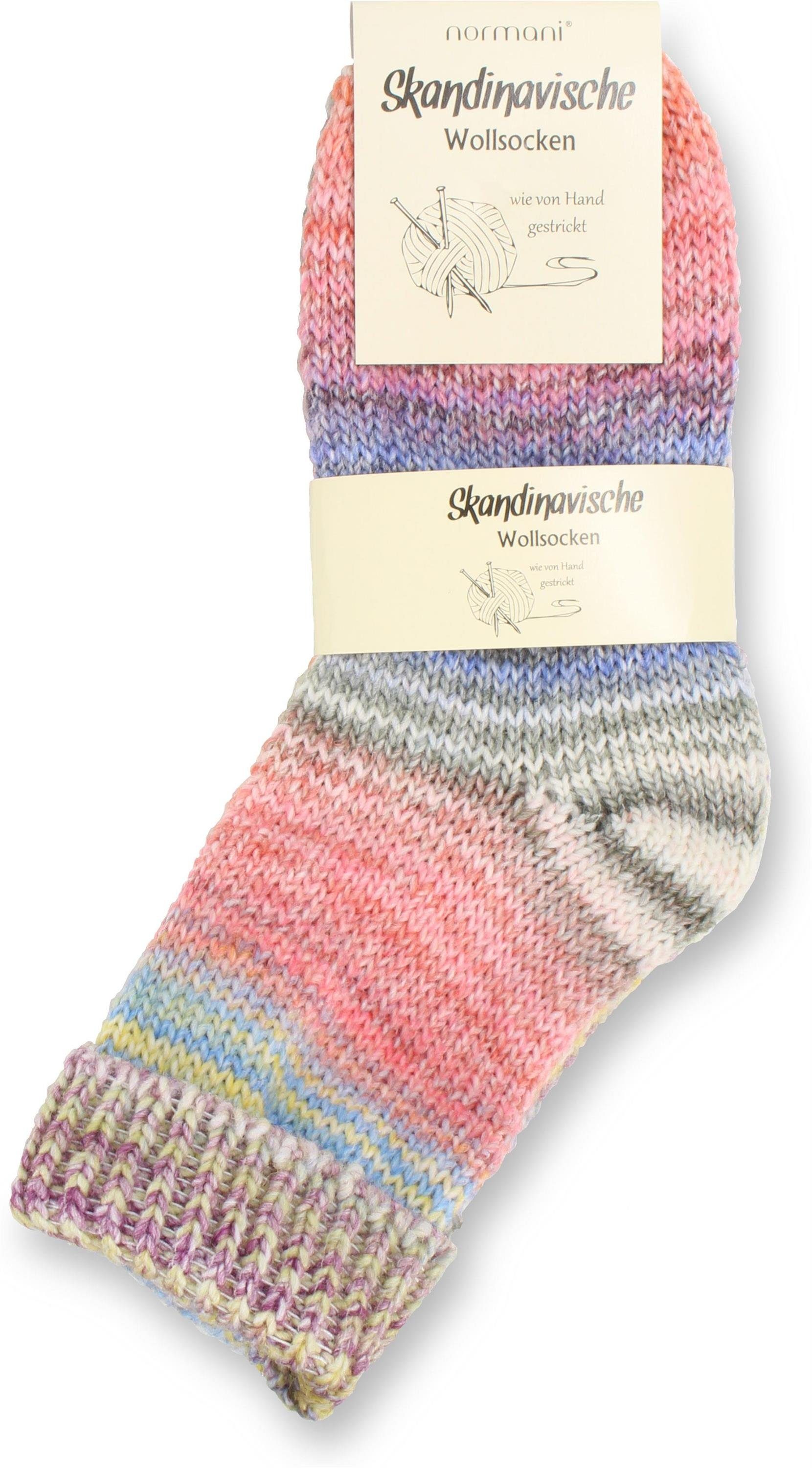 normani Thermosocken 2 Paar Skandinavische Wollsocken mit Umschlag (2 Paar) hochwertige Qualitätssocken mit hohem Wollanteil