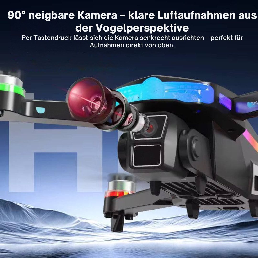 Goldstern-Tech RC-Quadrocopter F177 (1080P Live-Display Controller, elektrische Kameraneigung, Sensor-Stabilisierung), Smart unterwegs – mit App-Steuerung, 4-Wege-Hinderniserkennung