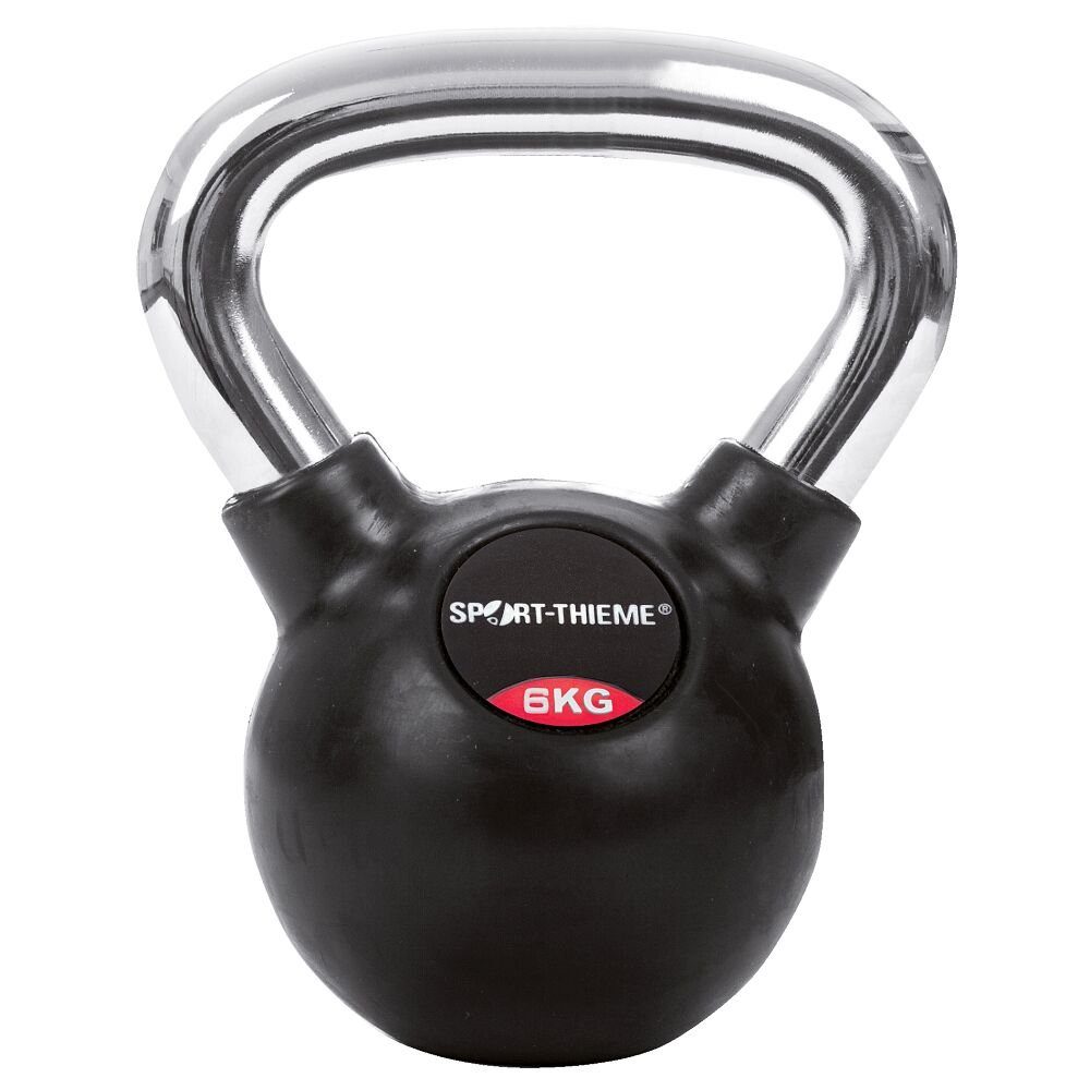 Sport-Thieme Kettlebell Kettlebell Gummiert mit glattem Chrom-Griff, Ideal für Schwungübungen