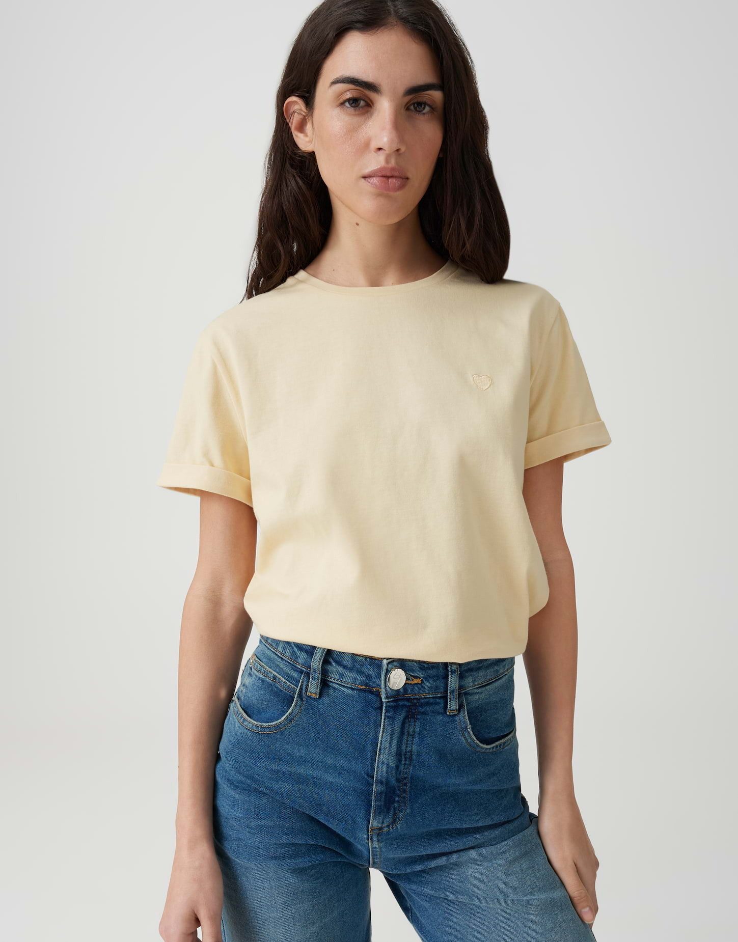 OPUS T-Shirt Serz Regular aus Organic Cotton lockerer Schnitt, mit Herzstickerei