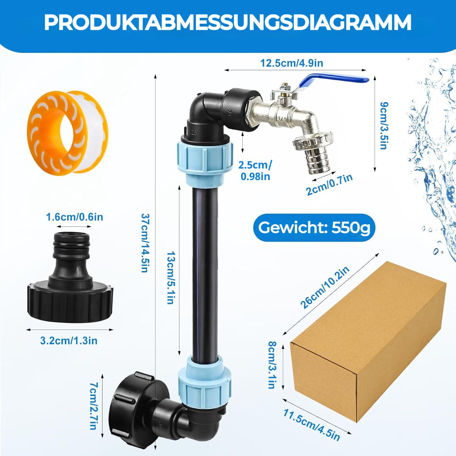 PRIISF Regentonne IBC Regenwassertank Regentanks Adapter Schwanenhals Messing Wasserhahn, 1000 l, (IBC Tank Regentonne Öltank Verbinder, Grobgewinde S60x6 Auslaufhahn Absperrhahn), IBC Tanks Container Schlauchverschraubung
