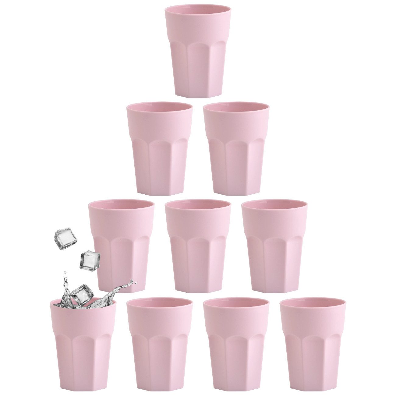 Engelland Becher Kunststoffbecher in modernen Pastellfarben, 250 ml, Mehrweg, 10-tlg., Kunststoff, spülmaschinengeeignet, bruchfest, wiederverwendbar, 250 ml, 0,25 Liter