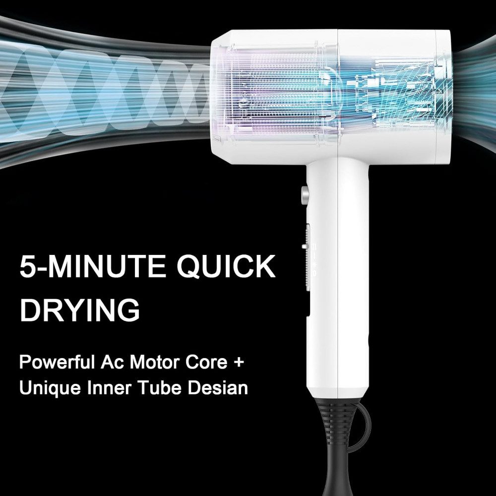 slopehill Haartrockner AC Motor Schnelltrocknen Hair Dryer, Salon mit Heiß-/Kalttaste, 1800 W, Profi Styling Set mit Diffusor und Konzentrator, 3 Concentrators and Diffuser, 3 Temperatureinstellungen, 2-Gang