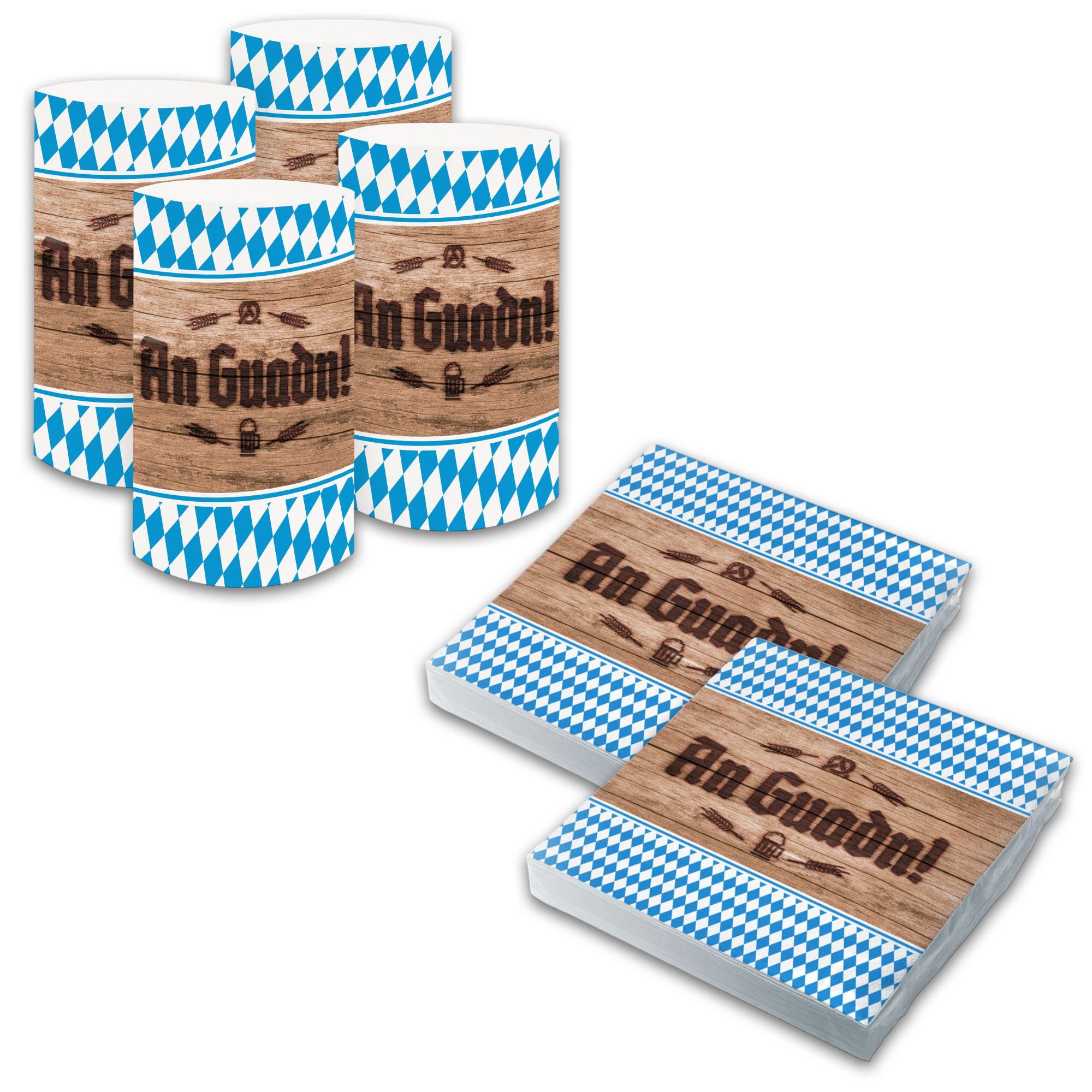 itenga Papierserviette itenga 6x Windlicht + 40x Servietten - Bayrisch Schee dass'd do bist