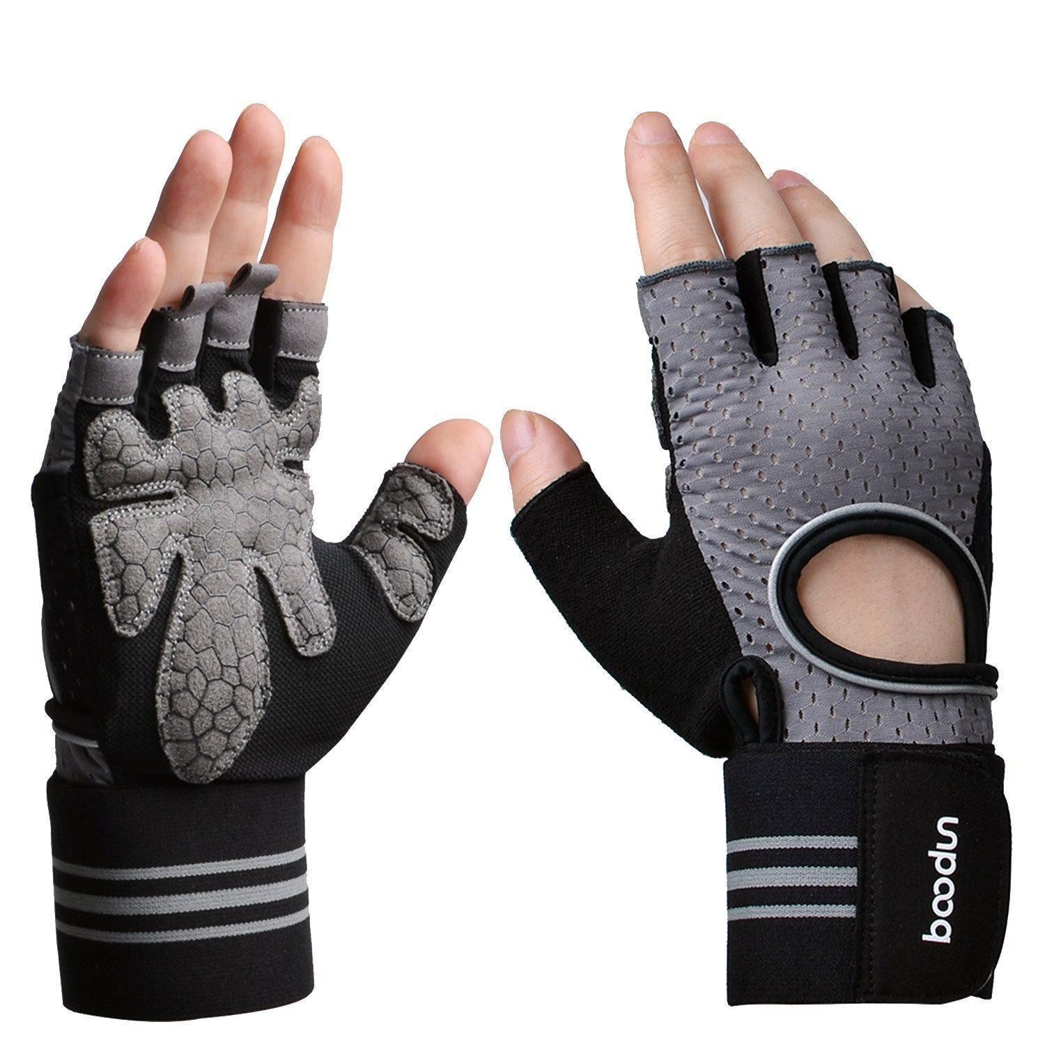 LuxusKollektion Trainingshandschuhe Gewichtheber Handschuhe mit Handgelenkstütze Grau (1-St)