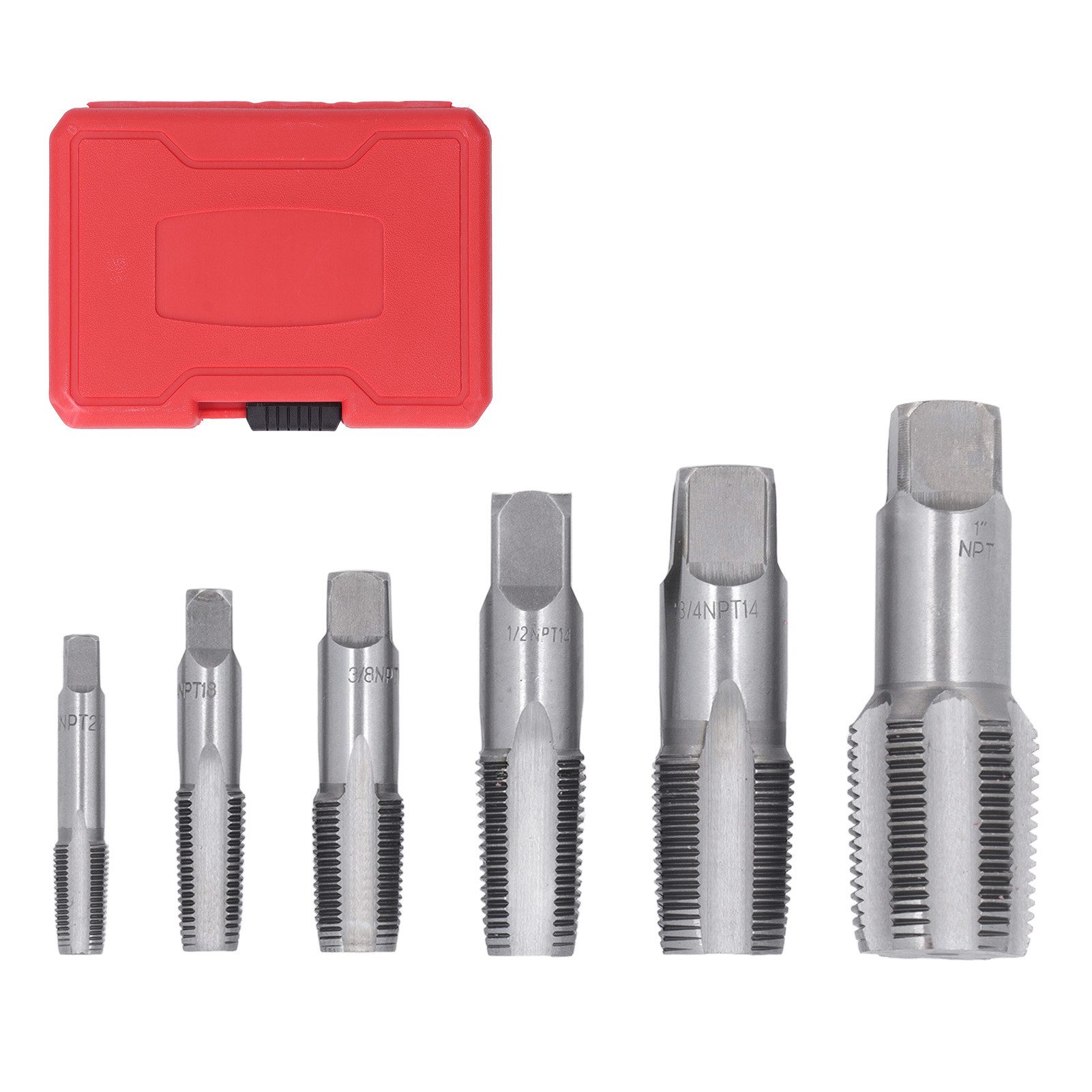 GARRYFIZH Gewindebohrer 6tlg NPT Gewindebohrer Set 1/8–1 Zoll Rohrgewinde HSS Box, Präzise Gewindetechnik, Robuste Metallverarbeitung