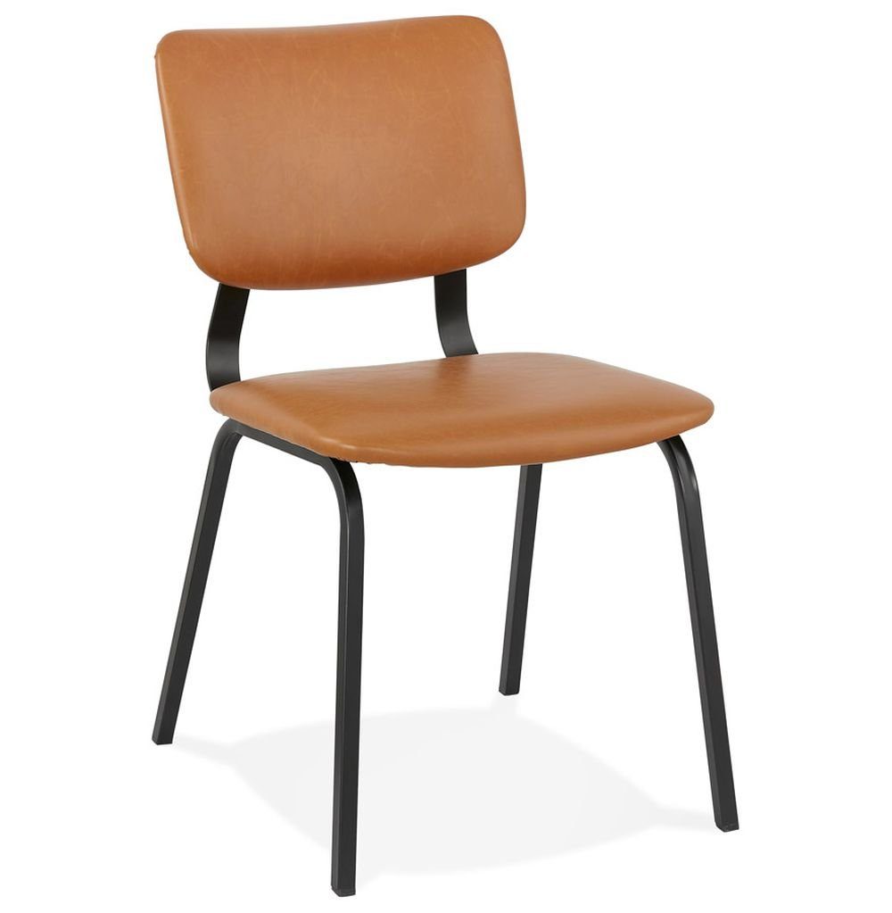 KADIMA DESIGN Esszimmerstuhl LINNEA Klassisch Stuhl mit Lehne Kunstleder Braun | Stühle