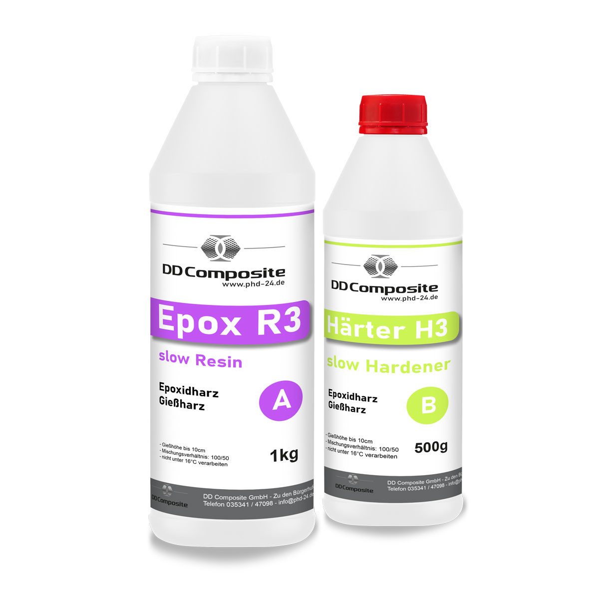 DD Composite Epoxidharz 1kg Epox R3 + 500g Härter H3 slow bis 10cm (2-St), Gießharz, Kunstharz, Resin