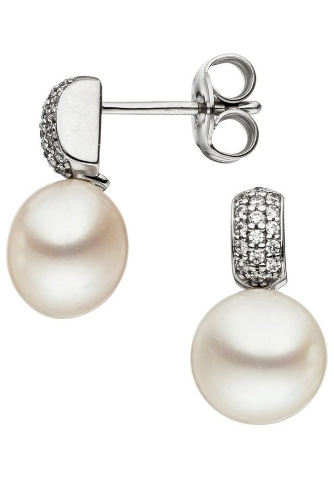 JOBO Perlenohrringe, 333 Weißgold Süß... JOBO Perlenohrringe, 333 Weißgold Süß...