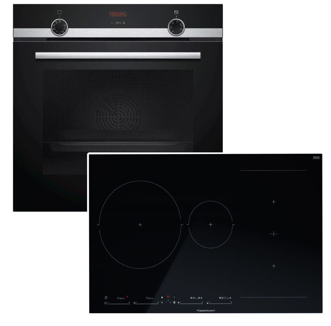 SIEMENS BackofenSet ecoClean mit Küppersbusch Induktionskochfeld rahmenlos 80 cm, autark
