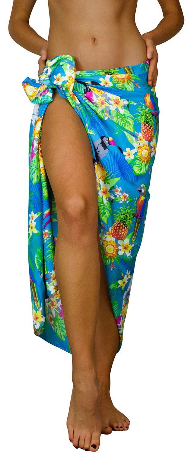 King Kameha Sarong Parrot Cockatoo Funky Hawaii-Sarong Pareo Cover-Up Strand Damen Bikini, Pareo Cover-Up