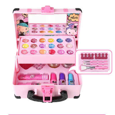 Kind Ja Lernspielzeug Kinderkosmetik,Kosmetik-Set,Kosmetiktasche für Mädchen,32 Stk, Nagellack, Lippenstift, Lidschatten