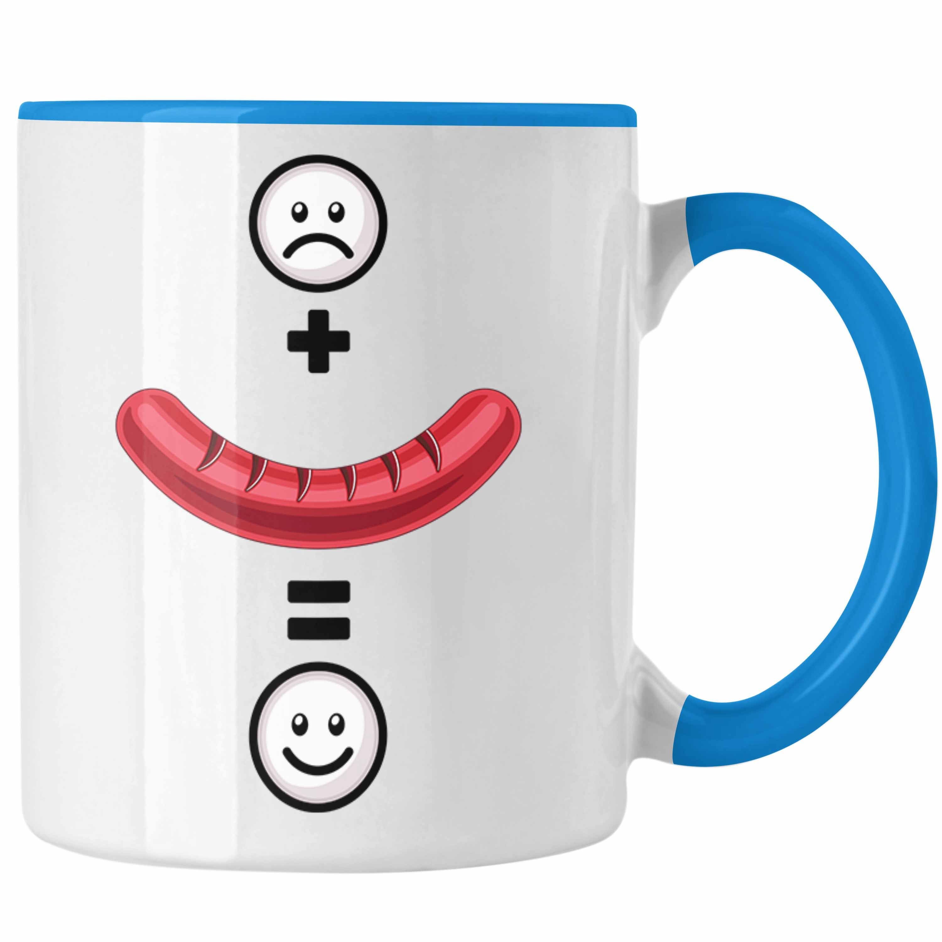 Trendation Tasse Wurst Tasse Geschenk für Griller Wurst :(Wurst) Lustige Gesche Blau