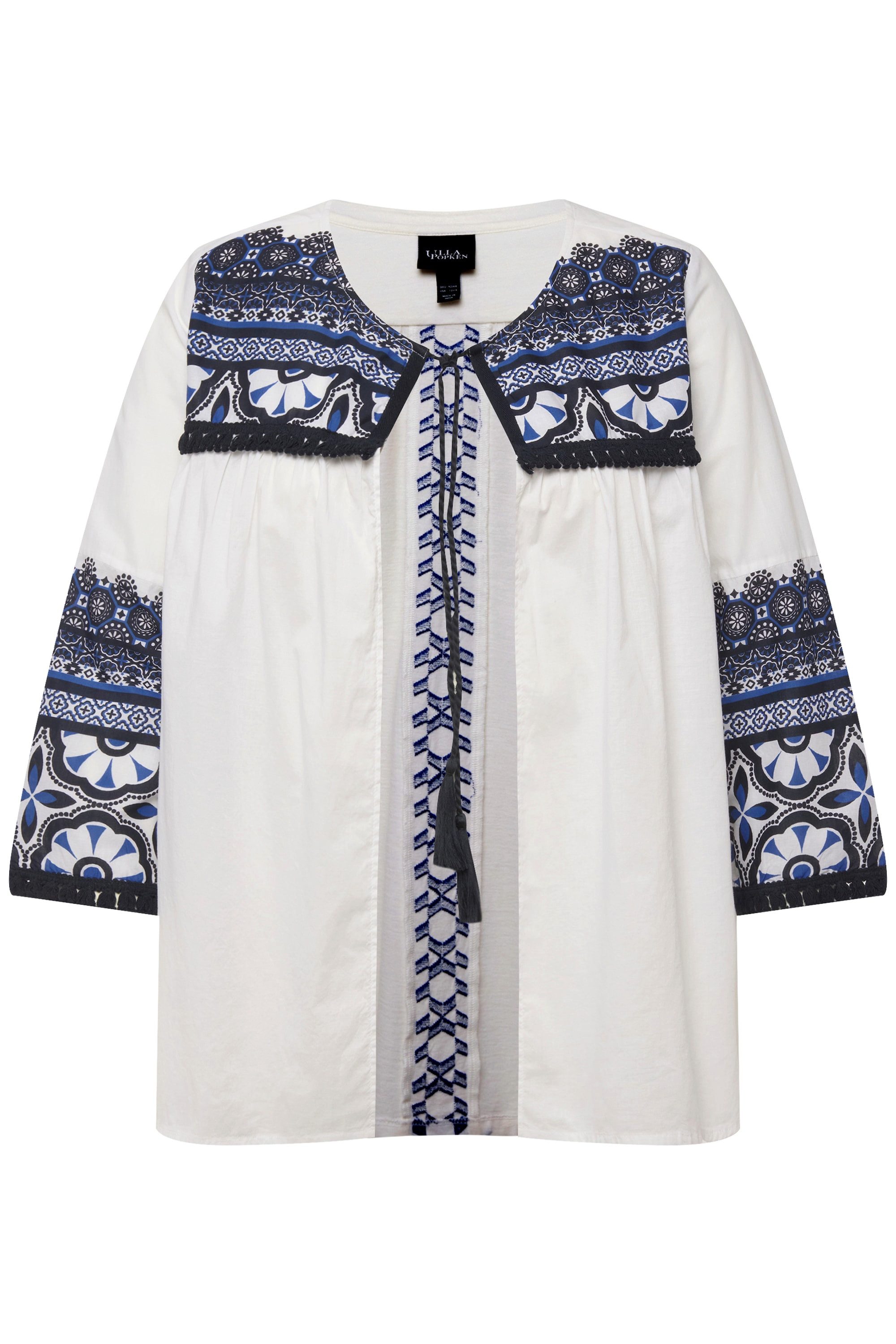 Ulla Popken Tunika Blusenjacke Fransen A-Linie günstig online kaufen
