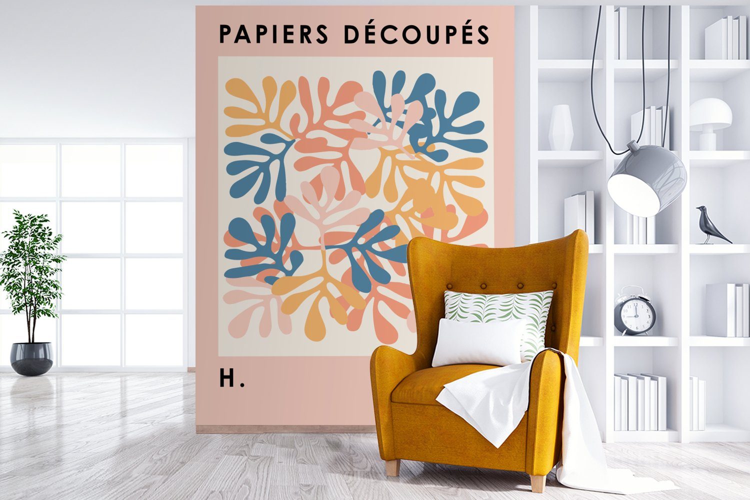 - St), Matisse (4 - MuchoWow Vinyl für Matt, bedruckt, Tapete Pflanzen Wandtapete Wohnzimmer, Fototapete Natur, - Pastell Montagefertig