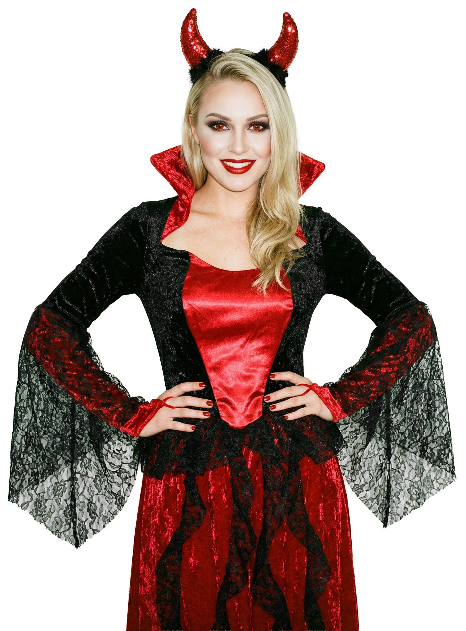 In Character Vampir-Kostüm Dämonenbraut - Teufel Halloween Kostüm Damen, Aufregendes Dämonen Frauenkostüm für Halloween und Karneval