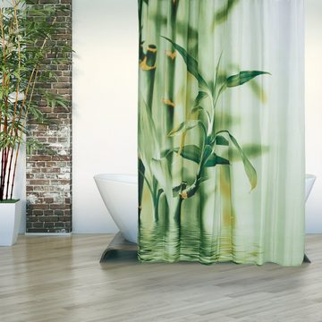 relaxdays Duschvorhang Duschvorhang Bambus in Grün Breite 180 cm