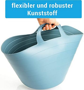 2friends Wäschekorb Wäschewanne Aufbewahrungskorb Flexibler Kunststoffkorb 30L (3 St., 45 x 40 cm, 30 Liter), mit Griffen in 3 Farben Made in Europe