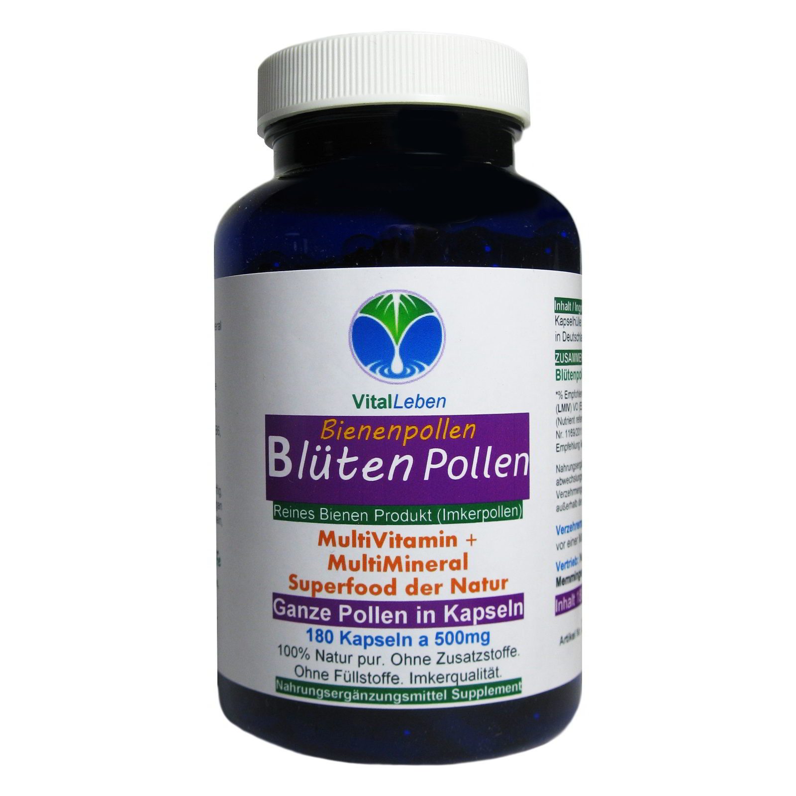 BLÜTENPOLLEN - GANZE Bienenpollen Multi-Vitamin & Multi-Mineral Kapseln