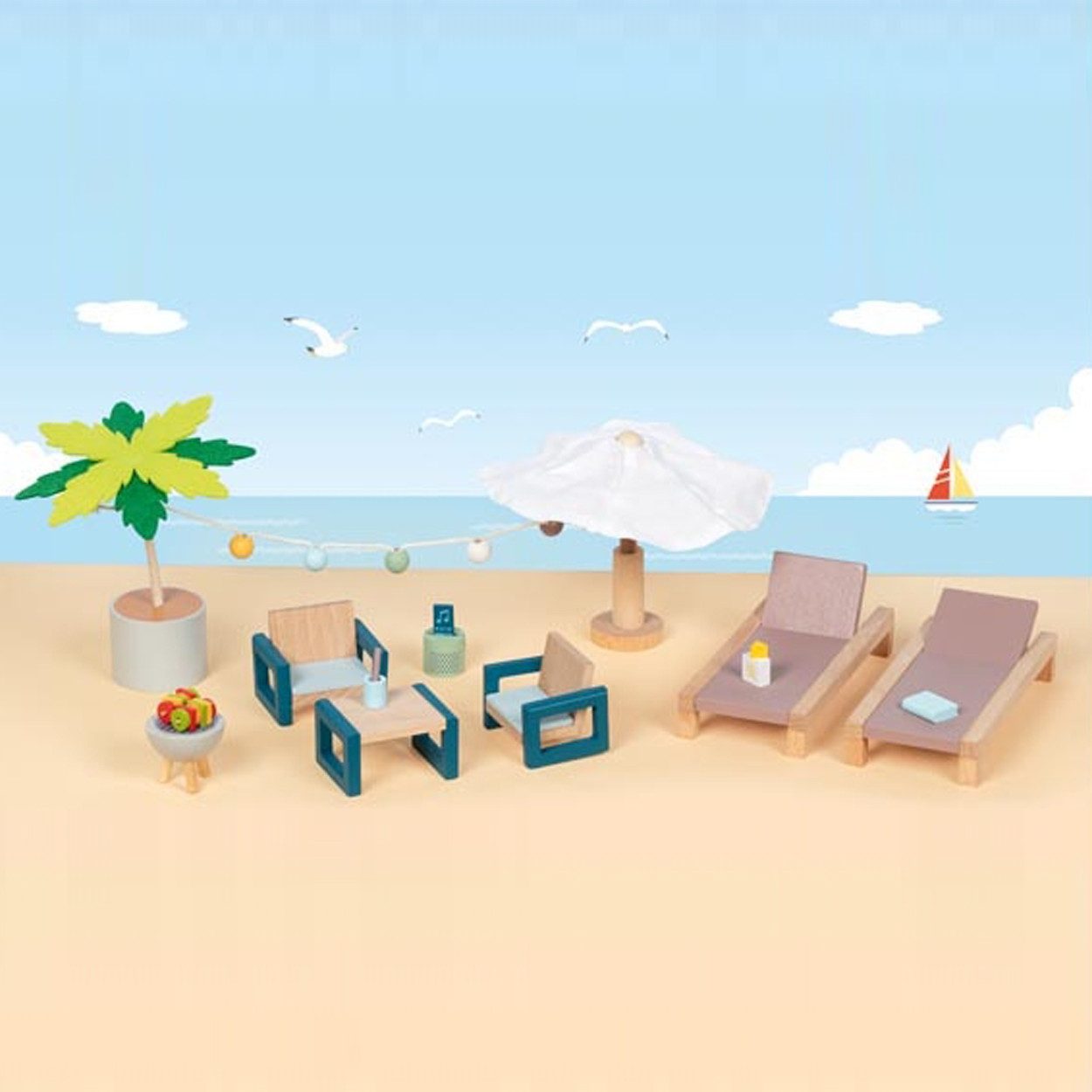 goki Puppenhausmöbel Outdoor Möbel Set Mallorca (packung, 11tlg., set), ein günstig online kaufen