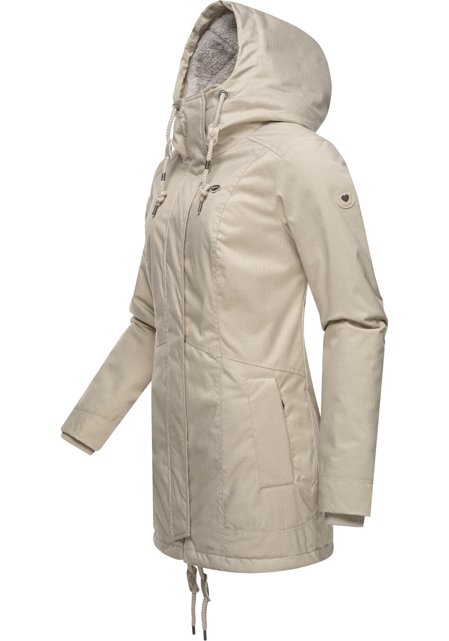 Ragwear Winterjacke Tunned stylischer Winterparka mit Teddyfell Innenfutter