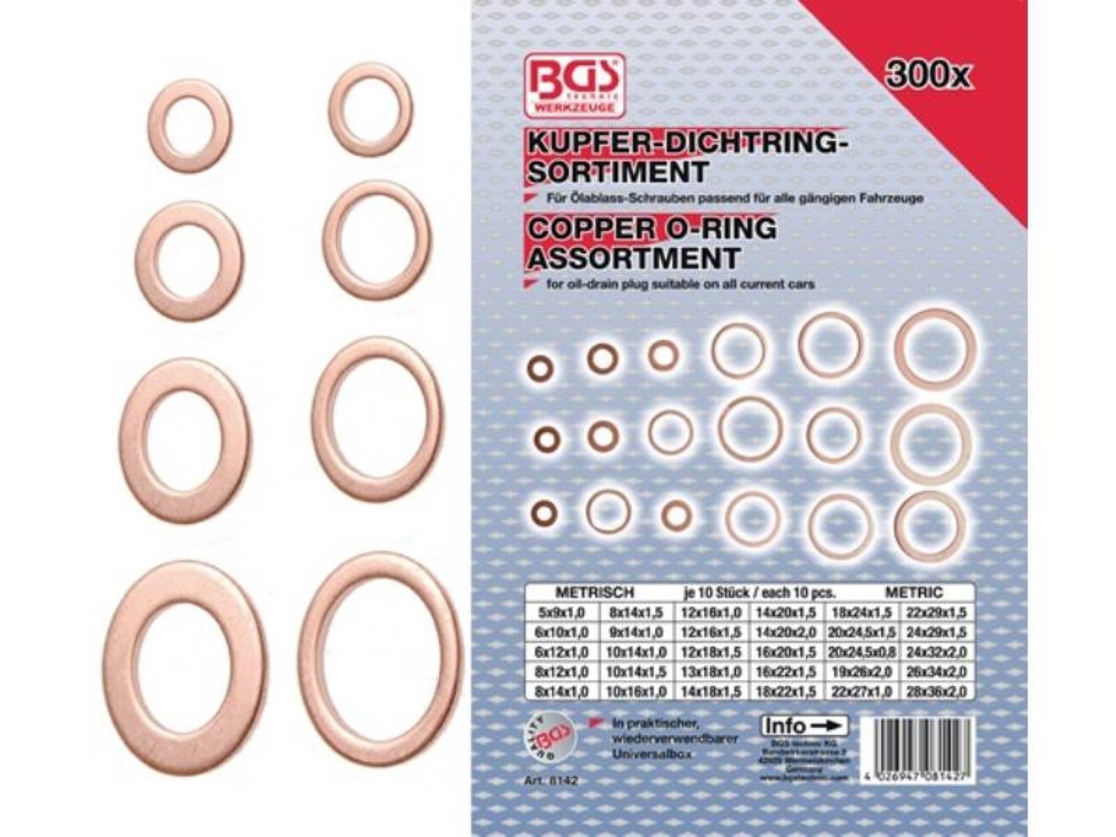 Dichtring BGS 8142 Dichtringsortiment 300-teilig