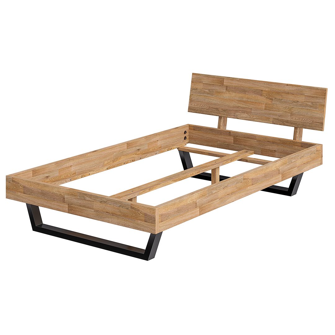 skølm Massivholzbett Alver, natur geölt mit Metallkufen, verfügbar in 120/1 günstig online kaufen