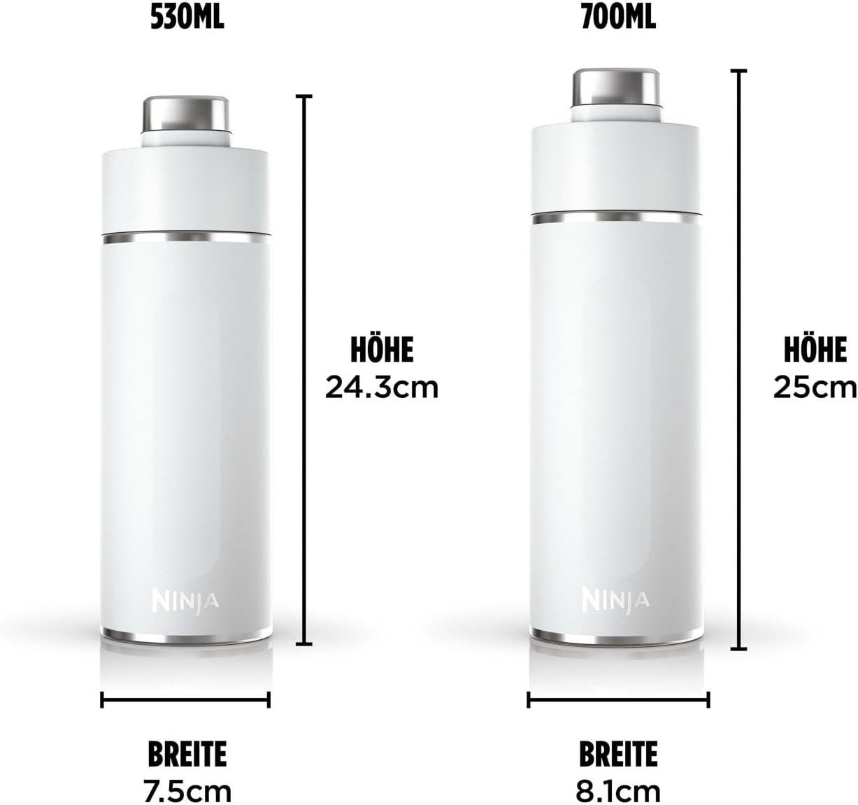 NINJA Thermoflasche Ninja Thirsti Trinkflasche, 530 ml, dreifach isolierter Travel Mug