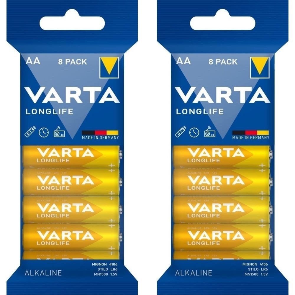 VARTA VARTA Alkaline Batterien AA 2800mAh 1,5V 16er Pack Batterie, (1.5 V V, 16 St), Longlife Blisterpackung