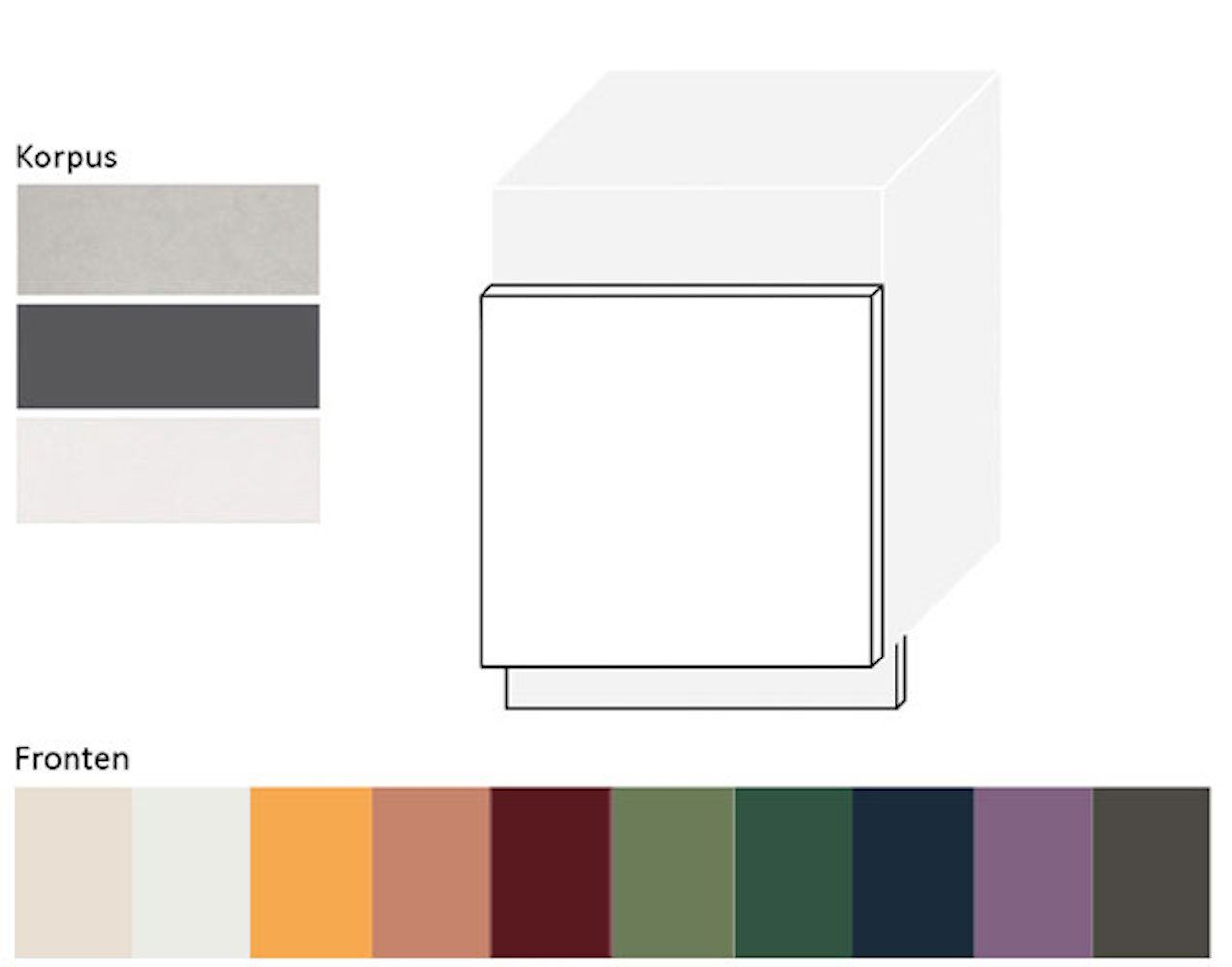 Sockelblende Feldmann-Wohnen cremeweiß RAL Front- teilintegriert 60cm matt 9001 Sockelfarbe wählbar Tivoli, und