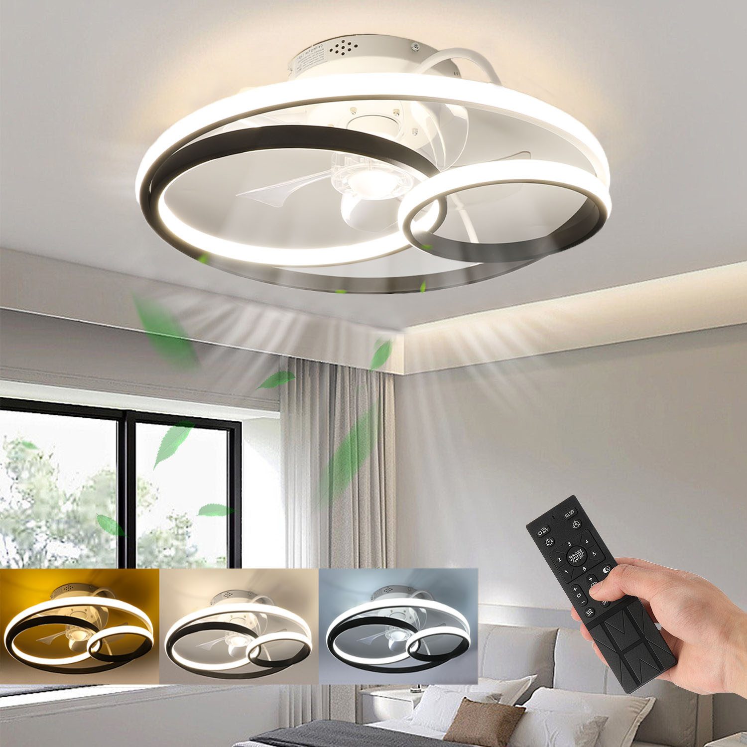 LETGOSPT Deckenleuchte Deckenventilator mit Lampe, 50W günstig online kaufen