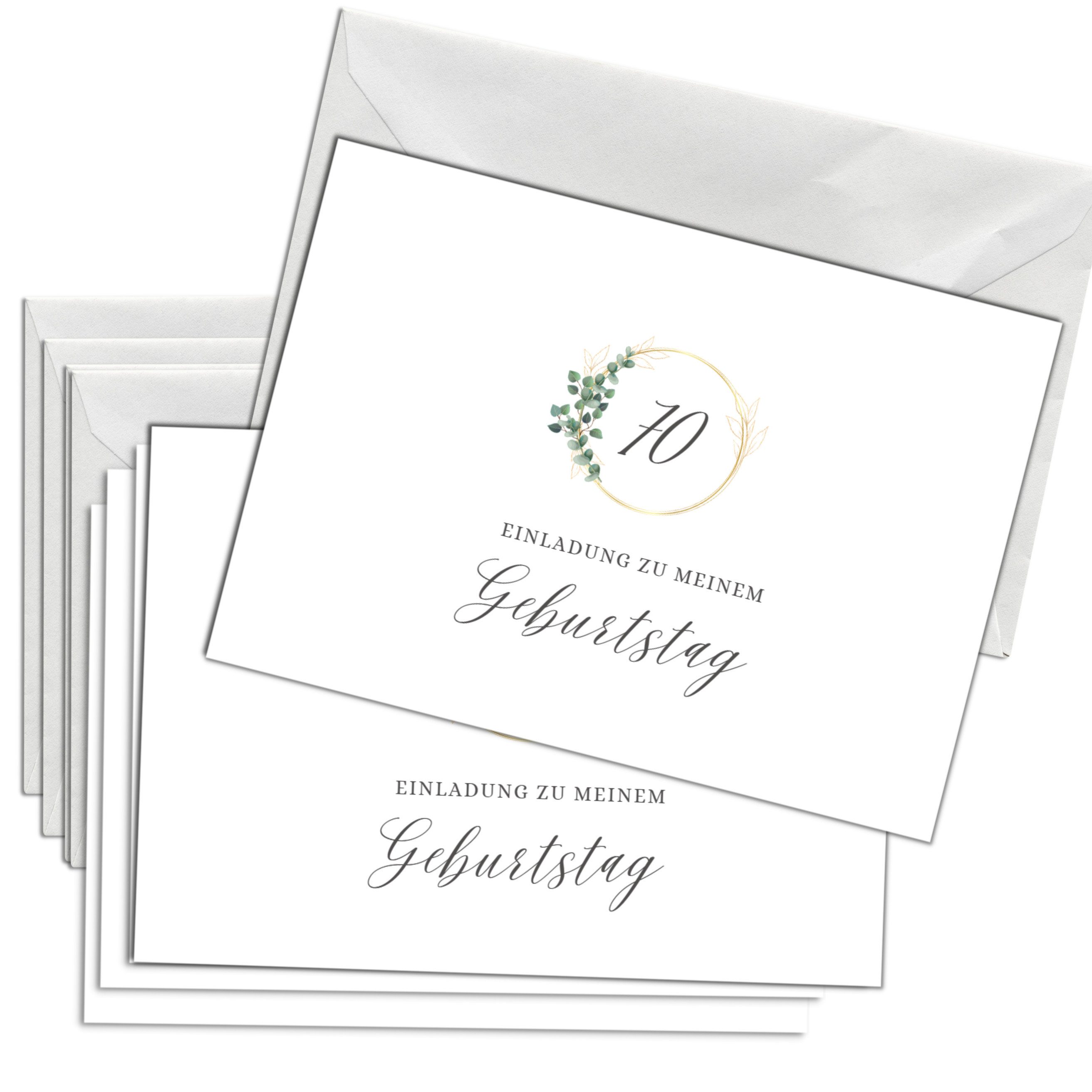Briefzauber Пригласительные открытки Geburtstagseinladung 70. Geburtstag, Set 12x Karten & 12x Umschläge
