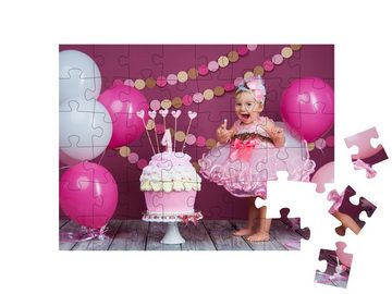 puzzleYOU Puzzle Geburtstagskind mit Torte verschmiert, 48 Puzzleteile, puzzleYOU-Kollektionen Kuchen, 48 Teile, Essen und Trinken
