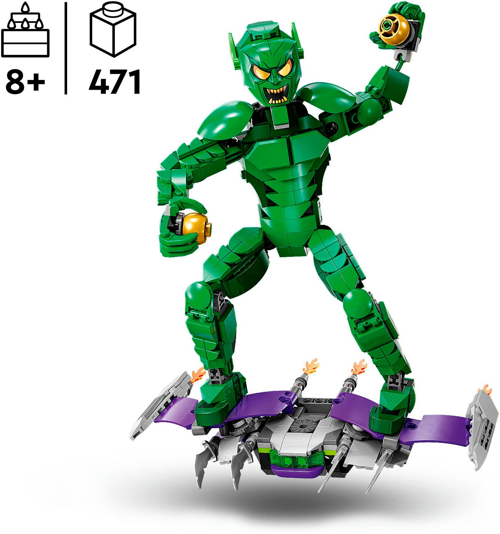 LEGO® Green Goblin Baufigur (76284), LEGO Super Heroes Konstruktionsspielsteine, (471 St), Made in Europe