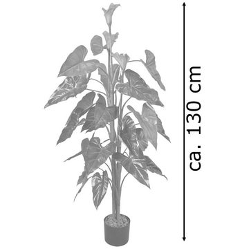Kunstbaum Drachenwurz Calla Lily Kunstpflanze Künstliche Pflanze mit Topf 130 cm, Decovego
