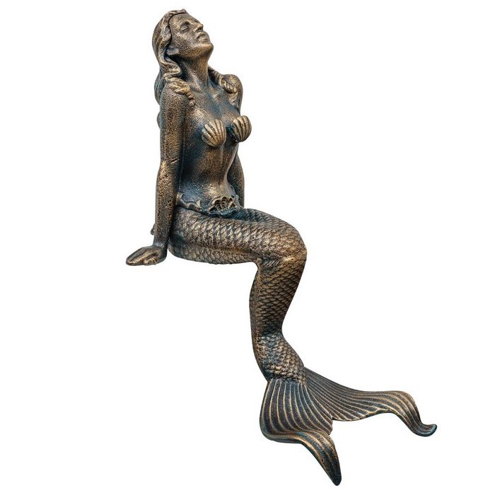 Aubaho Gartenfigur Eisenfigur Nixe Meerjungfrau Skulptur Dekoration Eisen Figur Antik-Stil