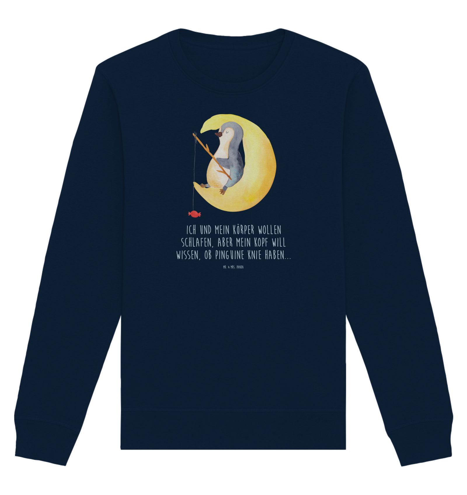 Longpullover Pinguin Mond Größe L - French Navy - Geschenk, Sweatshirt Männer, Pul