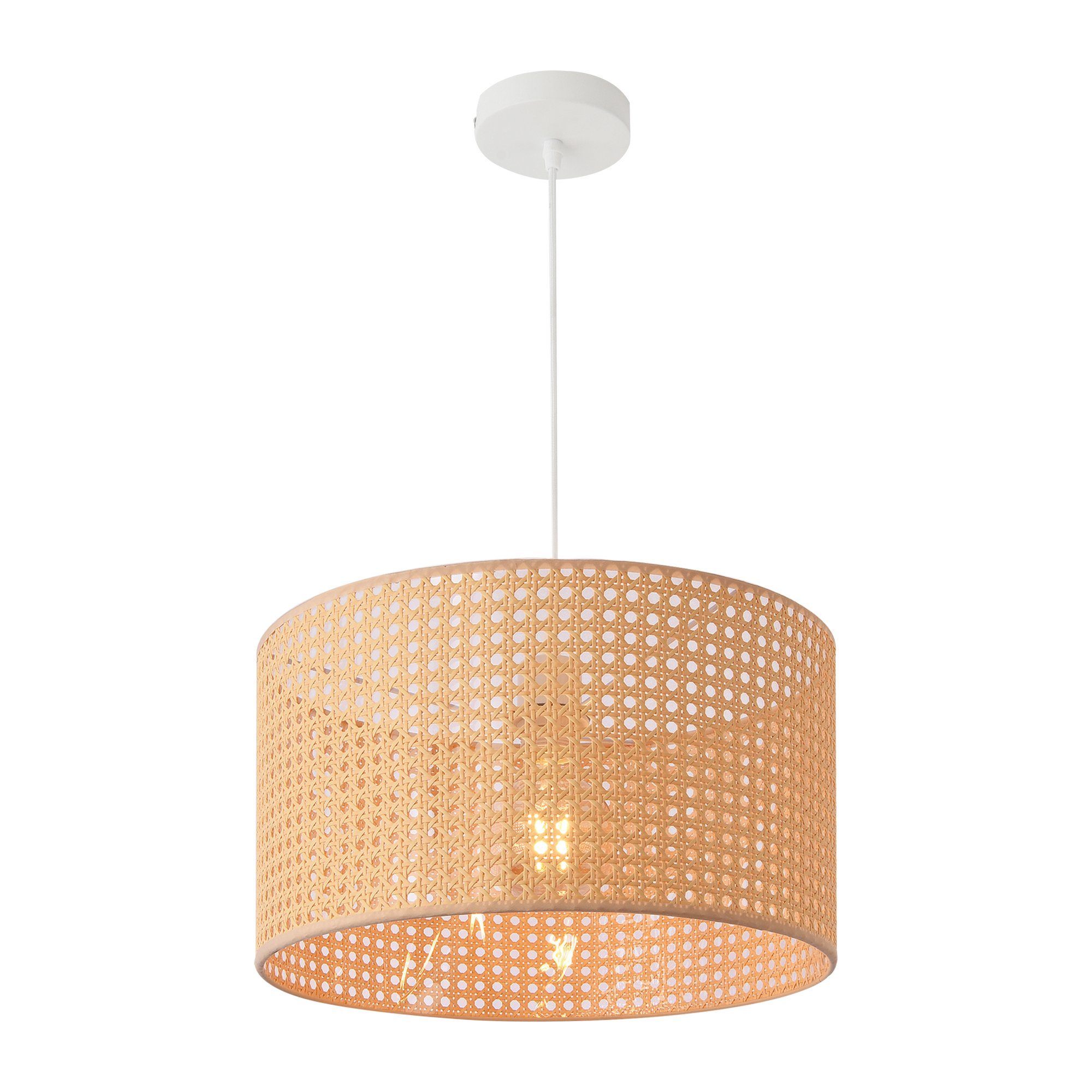 lux.pro Hängeleuchte, »Shrewsbury« Pendelleuchte 1xE27 Rattan-Optik Beige / Weiß