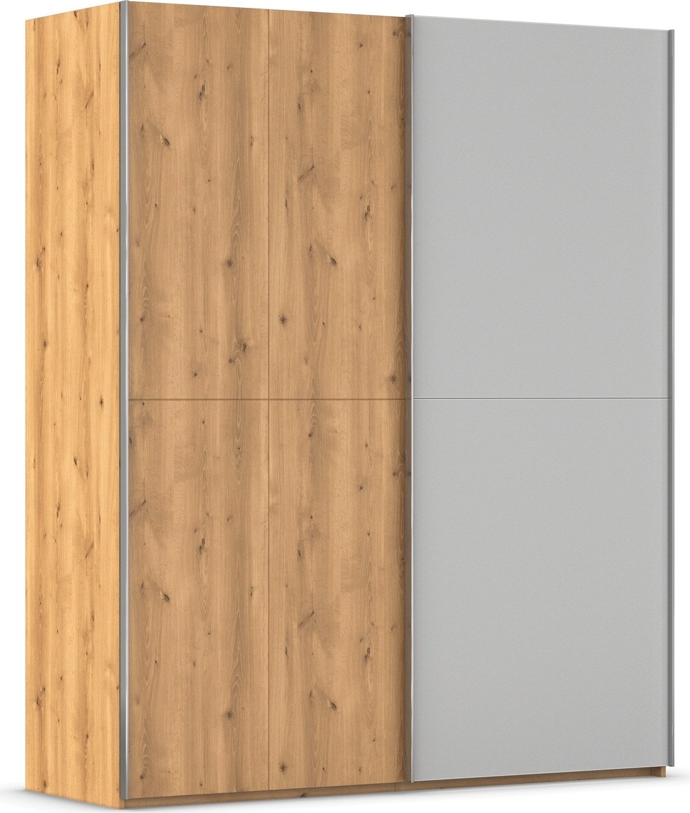 rauch Schwebetürenschrank Kleiderschrank Schrank Garderobe Schlafzimmerschrank SCALE-WOOD edle geteilte Front in massiver Asteiche mit Glastüren MADE IN GERMANY