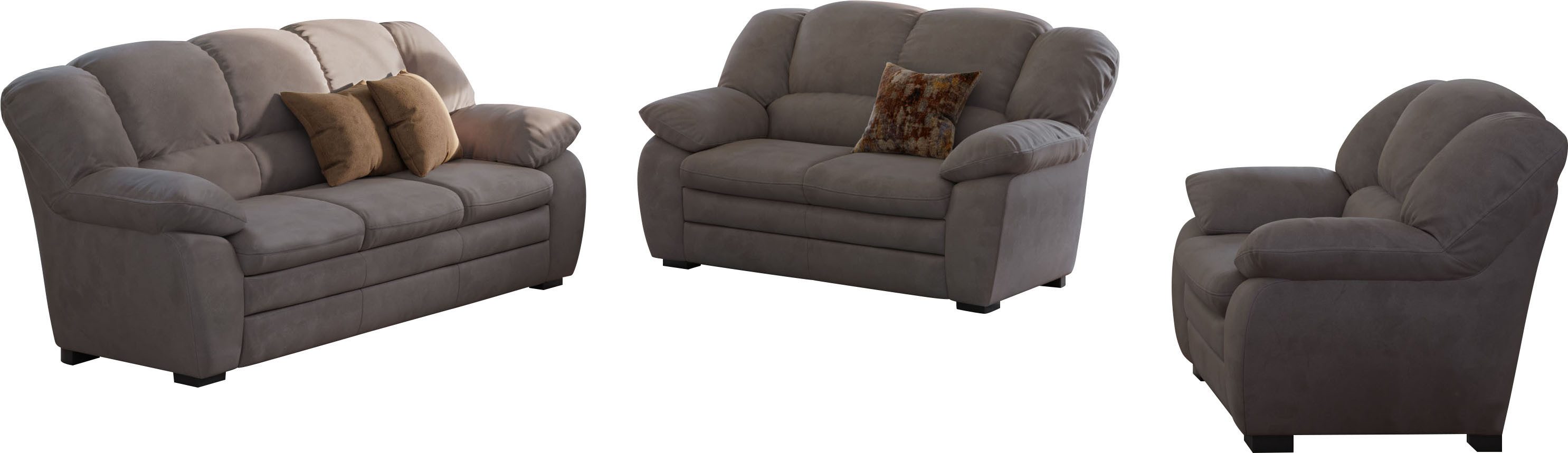 COTTA Polstergarnitur Casino, 3tlg. Set, Sofa Wohnzimmer Garnitur, Wellenunterfederung, (Set, 3-tlg), Sessel, 2-Sitzer, 2,5-Sitzer, hohe Rückenlehne